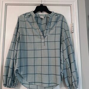 a new day Blue Checkered Blouse